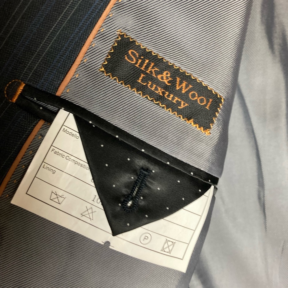 Tiglio luxe silk and wool Charcoal Pinstripe Blazer - Picture 5 of 15